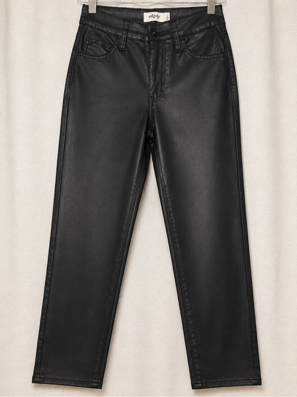 Edgely Faux Leather Straight Leg Pants Black High Rise Women’s Size 2 Short